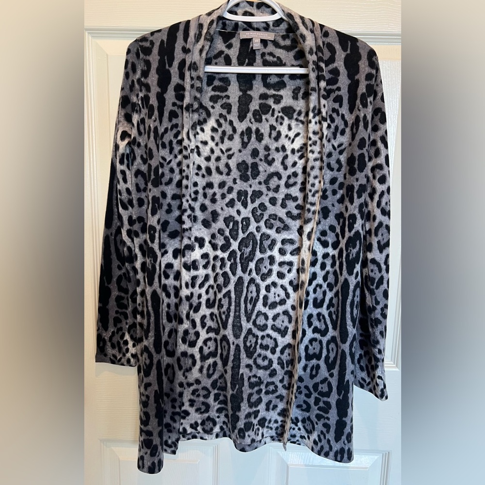 Neiman Marcus Cashmere Collection Leopard Duster Cardigan XS